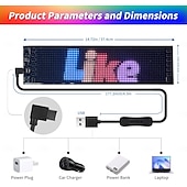 abordables 123496-Panneau LED programmable intelligent pour voiture, panneau LED flexible et lumineux à défilement pour voiture, application Bluetooth, animations RVB, texte, graffiti, message publicitaire avec
