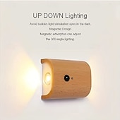 baratos luz do armário-Luzes de parede de movimento de madeira modernas sensor luz noturna usb recarregável lâmpada de parede para entrada escada corredor sala de estar parede varanda decoração 1pc