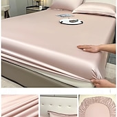 abordables Parures de draps-Ensemble de drap en soie glacée drap de lit simple housse de lit d&#039;été trois pièces protection complète du matelas housse de poussière