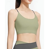 abordables Sujetadores deportivos &amp; chalecos-Mujer Buena parte superior Correa de espagueti Sujetador superior Tiras posteriores Confortable Transpirable Malla Bloque de color Deporte Ropa de Deporte Negro Blanco Yoga Aptitud física Casual