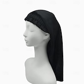 abordables sombreros caseros-Diadema larga de seda banda elástica Para dormir con cabello largo transpirable A prueba de viento Cálido sombrero elástico de seda de morera