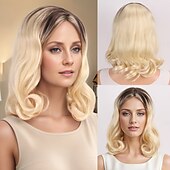 cheap Synthetic Trendy Wigs-Synthetic Wig Wavy Curly Weave Middle Part Asymmetrical Machine Made Wig 30 inch A1 Synthetic Hair Women&#039;s Classic Comfortable Color Gradient Mixed Color