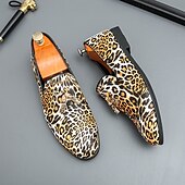 levne Pánské nazouváky a mokasíny-pánské slip-on společenské boty s leopardím vzorem - stylová společenská obuv na taneční párty a speciální akce