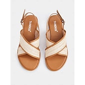 abordables Sandales de Vacances-Sandales plates à brides croisées tissées pour femmes – sandales bohèmes décontractées pour les promenades estivales et les rendez-vous romantiques en journée