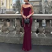 levne Plesové šaty-Mořská panna  trumpet quinceanera šaty elegantní šaty svatba svatební hosté dlouhé do podlahy bez rukávu bezramenné polyesterové bez zad s nařasením