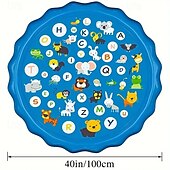 cheap Beach &amp; Outdoor Toys-100cm/39.37in Extra Large Luxury Outdoor Toy - Portable Swimming Pool with Water Sprinklers Alphabet &amp; Number Learning Mat Vibrant Rainbow Design PVC Material Ideal for Youngsters Aged 3-5 Summer