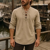 olcso Felsők-Középkori Reneszánsz 17. század Ing Kalóz Viking Egyszínű Jelmez Férfi Mindszentek napja Farsang Alkalmi / Napi Reneszánsz Vásár LARP Felnőttek Ing Tavaszi nyár