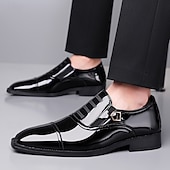preiswerte Formell-Herrenschuhe - schwarz-weiße Lackschuhe mit Schnalle für Hochzeiten, Galas und Tanzpartys