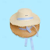 levne Fascinátory a klobouky-Retro Sladká Lolita 50. léta Braid Sun Klobouk Stuha Maškarní kostým Dámské Čajový dýchánek Plážové Dospělé Klobouk Léto