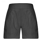 economico Pantaloncini in lino di cotone-Per donna Pantaloncini in cotone e lino Shorts Pantaloni Eleganti Casual Corto Naturale Semplice Tasca Elastico in vita Comodo All&#039;aperto Quotidiano Ferie Vinaccia Grigio Nero Bianco Estate