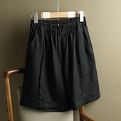 economico Pantaloni in lino e cotone semplici-Per donna Pantaloni in cotone e lino Pantaloni Eleganti Semi-lungo Moda Lunghezza al ginocchio Naturale Semplice Tasca Elastico in vita Comodo All&#039;aperto All&#039;aperto Uscire Aalbicocca Blu cielo chiaro
