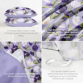 billiga 100% bomull-Blommor Duvet Set 100% Bomull Mjuk och Andningsbar Sängkläder Med Färgglada Blommor Lätt och Hållbar Täcke Bekväm för Alla Säsonger Lätt att Ta Hand Om