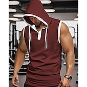 abordables Camisetas sin mangas de gimnasio-Hombre Camiseta sin mangas Top Camisetas Interiores Camisa sin mangas Sin Mangas Con Capucha Verano Bloque de color Moda Design Básico Retazos Vacaciones Calle Noche Negro Blanco Rojo Camiseta