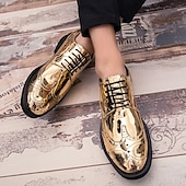 abordables Officiel-Homme Oxfords Chaussures Derby Chaussures formelles Brogue Chaussures à Bout Ailé Classique Britannique Quotidien Soirée &amp; Fête PU Argent Noir Dorée Automne