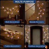 abordables 123496-Guirlande lumineuse LED d&#039;extérieur en forme de saule avec des motifs de papillons - alimentée par USB, décoration intérieure/extérieure pour Noël, la Saint-Valentin et plus encore