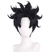 preiswerte Anime Perücken-Synthetische Perücken Takashi Shimura Lose Locken Mikro Locs Asymmetrisch Gerader Pony Maschinell hergestellt Perücke 12 Zoll A1 Synthetische Haare Damen Modisches Design Klassisch Bequem Schwarz
