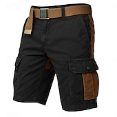 cheap Classic-Men&#039;s Cargo Shorts Outdoor Shorts Casual Shorts Hiking Shorts Patchwork Multi Pocket Straight Leg Color Block Moisture Wicking Wearable Knee Length Outdoor Casual Daily Fashion Classic Style Black
