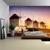 billiga Ocean Beach Gobeläng-Landskap Strand Vindkraftturbiner Tapestry Stor Tapestry Mural Dekor Fotobakgrund Filt Gardin Hem Sovrum Vardagsrum Dekoration