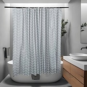abordables Cortinas de ducha-Cortina de Ducha Forro PEVA Impermeable 12 Ganchos Decoración de Baño Estilo Nórdico Impresión de Triángulo/Cuadro de Playa y Océano