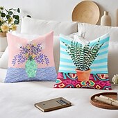 levne květinový a rostlinný styl-Dekorativní povlak na polštář váza tulipánů 1PC měkký čtvercový povlak na polštář pro ložnici obývací pokoj pohovku křeslo