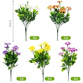cheap Artificial Plants &amp; Flowers-10pcs Artificial Flower Daisies Bouquet, Faux Chamomile Small Flower Bundle, Plastic Fake Flowers for Outdoor Balcony Living Room Decor, Dining Table Floral Arrangement