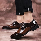 baratos Formal-sapatos oxford masculinos de couro envernizado preto e marrom – sapatos elegantes para banquetes e bailes de formatura para eventos formais
