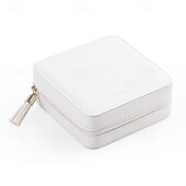 abordables Rangement et organisation-Boîte à bijoux de voyage avec miroir, étui de rangement portable en cuir PU, boîte à bijoux multifonctionnelle pour boucles d&#039;oreilles, bagues, colliers et accessoires