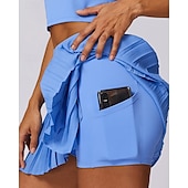 cheap Women&#039;s Skirts &amp; Skorts-US Open Women&#039;s Tennis Skirts Tennis Skirts with Shorts Pleated Side Split Quick Dry Tennis Golf Pickleball Solid Colored Bottoms Black White Blue Tennis Clothing