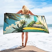 economico set di asciugamani da spiaggia-telo mare stampato, telo mare leggero e anti-sabbia ad asciugatura rapida, ideale per viaggi, piscina e uso all'aperto