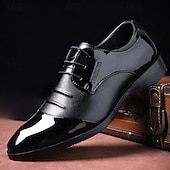 baratos Formal-sapatos oxford masculinos de couro envernizado preto e marrom – sapatos elegantes para banquetes e bailes de formatura para eventos formais