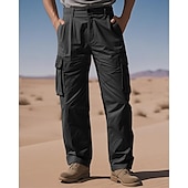 Men's Cargo Pants Trousers Multi Pocket Plain Wearable Camping & Hiking Workout Black Army Green4