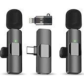 baratos acessórios de perfuração-Microfone de lapela sem fio para iPhone e Android, mini microfone USB-C com redução de ruído, perfeito para gravação, vlog, YouTube, TikTok, podcasts e vídeos de entrevistas