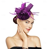 tanie Fascynatory i kapelusze-Stroik Sinamay Kapelusz Fedora Ślub Wieczorna impreza Herbaciane przyjęcie Wyścigi konne koktajl Zabytkowe Śłodkie Z Pióro Kwiaty Winieta Nakrycia Głowy