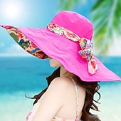 billige Hatter-damer solhatt strandhatt sammenleggbar kinesisk nyttår sommerhatt damesolhatt tosidig allsidig strandferie solbeskyttelse storkant strandhatt sammenleggbar uv-beskyttelse bohemsk vind
