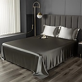 abordables Parures de draps-Drap en soie glacée Pièce unique Drap de satin Drap de soie cool Housse de coussin Ensemble de trois pièces