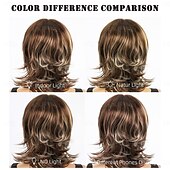 levne Párty paruky-Syntetické paruky Vlnitá Bouncy Curl Asymentrický střih Elegantní ofina na stroji Paruka 16&quot; A1 Umělé vlasy Dámské Klasické Zářící barvy Melírované vlasy Zlatá