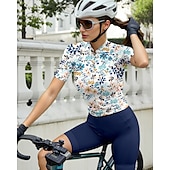 abordables Maillots de mujer-Mujer Maillot de Ciclismo Manga Corta Bicicleta Maillot Camiseta con 3 bolsillos traseros Filtro Solar Resistente a los rayos UV Transpirable Secado rápido Azul Deportes Ropa