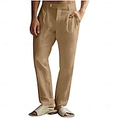 economico Classico-Per uomo Pantaloni di Lino Pantaloni Pantaloni Estivi Pantaloni da Spiaggia Pieghettato Elastico in vita Gamba Dritta Semplice Comodità Traspirante Lunghezza intera Affari Quotidiano Ferie Moda Stile