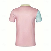 cheap Men's Color Block Polo-Men's Color Block Polo Short Sleeve Polo Shirts Collared Shirts Casual School Outdoor Daily Wear 3D Print Summer Pink