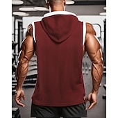 abordables Camisetas sin mangas de gimnasio-Hombre Camiseta sin mangas Top Camisetas Interiores Camisa sin mangas Sin Mangas Con Capucha Verano Bloque de color Moda Design Básico Retazos Vacaciones Calle Noche Negro Blanco Rojo Camiseta