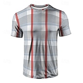 cheap Men&#039;s Casual T-shirts-Men&#039;s T Shirt Henley Shirt Tee Short Sleeve Shirt Short Sleeve Crewneck Summer Plaid / Check Fashion Designer Basic Check Pattern Vacation Street Going out Sky Blue+Silver Yellow Red Top Tee for Men