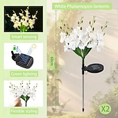 abordables Éclairage paysager-Lot de 2 lampes solaires d&#039;extérieur étanches en forme de fleurs, luminaire décoratif d&#039;extérieur, idéal pour un jardin, une terrasse, une cour, un sentier ou des vacances