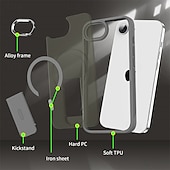 economico Cover per iPhone-telefono Custodia Per Apple AirTag iPhone 16 Pro Max Plus iPhone 15 Pro Max Plus iPhone 13 12 11 Pro Max Copertura Posteriore Custodia ad adsorbimento magnetico con Supporto Traslucido Magnetico PC