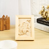 お買い得  女性向け-両親、パートナー、親友、誕生日、記念日、母の日、父の日、バレンタインデーに贈る、パーソナライズされた木製フォトフレームのカスタム彫刻ギフト