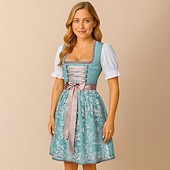 voordelige Dirndl Jurken-Oktoberfest Jurken Dirndl Trachtenkleider Mini lengte hulp in de huishouding Bavarian Duits München Weiden Dames Doek in traditionele stijl