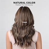 abordables Pelucas sintéticas de moda-Pelucas rizadas marrones para mujer, peluca de cabello sintético con reflejos rubios.