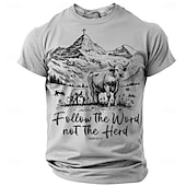 billiga Tro T-shirts-Herr Christian T-shirt Kortärmad T-shirt 3D-tryck Rund hals Skjorta Mode Dagligen Ledigt Gata Ledigt Dagligen Grön Kaki Grå Sommar Vår Kläder S M L XL XXL XXXL