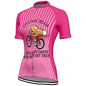 cheap Women&#039;s Jerseys-Women&#039;s Cycling Jersey Graphic Stripes Short Sleeve Bike Tee Tshirt Jersey with 3 Rear Pockets Mountain Bike MTB Quick Dry Anatomic Design Wicking Breathable Sports Pink Blue Orange Clothing Apparel