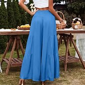 abordables Pantalon uni en coton et lin-Femmes Pantalon en coton et lin Slacks Mode Longueur complète Naturel Uni Taille Élastique Extérieur Confortable Décontracté Quotidien Week-end Magenta foncé Vin Bleu marine Bleu ciel clair Été Coupe