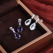 abordables Boucles d&#039;oreilles-Femmes Boucles d&#039;oreilles Poire Goutte Élégant Des boucles d&#039;oreilles Bijoux Blanche / Violet Pour Mariage Soirée 1 Paire
